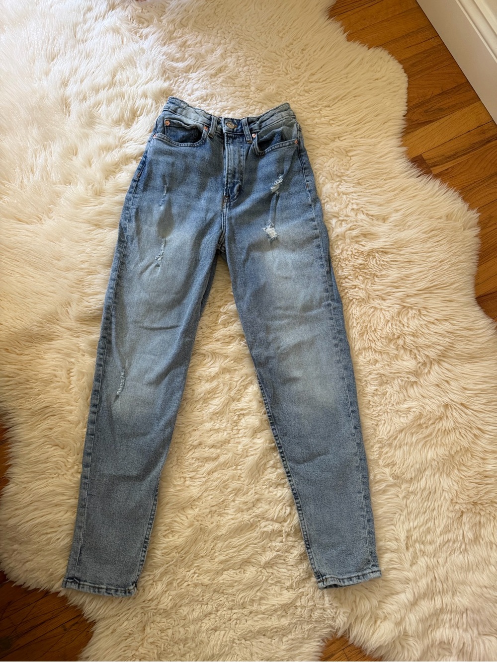 H&M Divided Light Blue High-Rise Jeans with Subtle Distressing